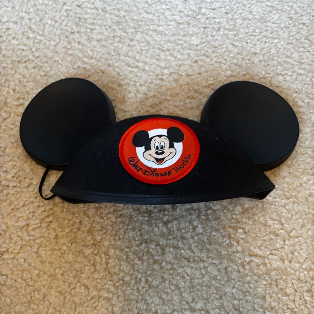 Disney Black Mickey Mouse Ears with Red Patch